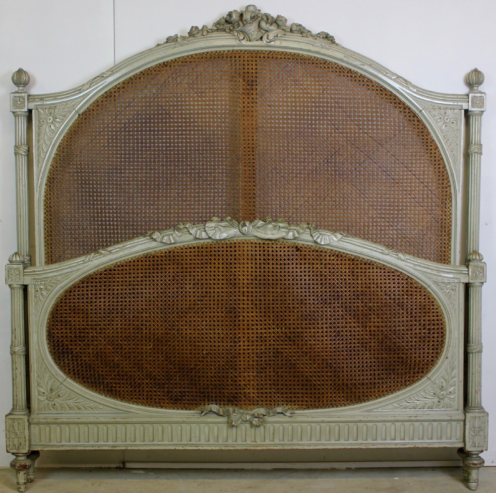 French Cane Painted Bed View II