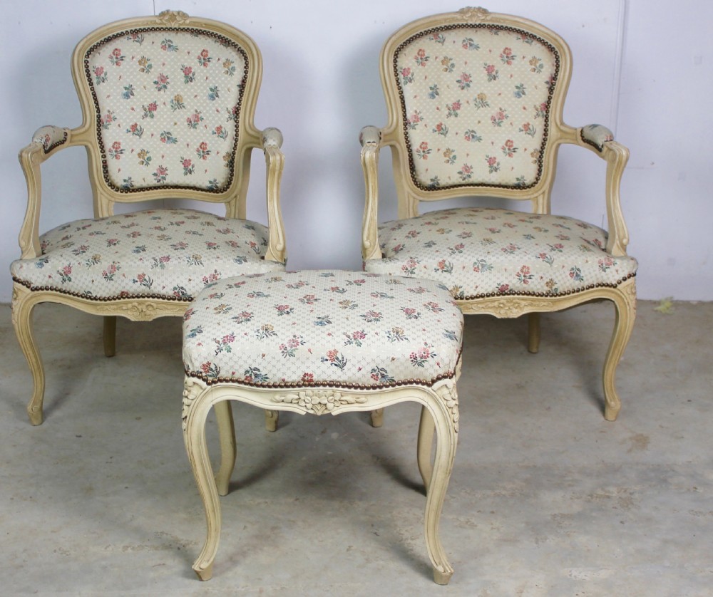 Pair of Armchairs with Matching Stool View III