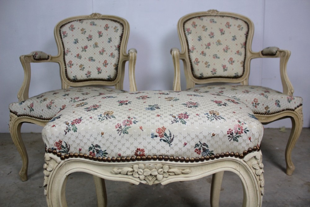 Pair of Armchairs with Matching Stool View V