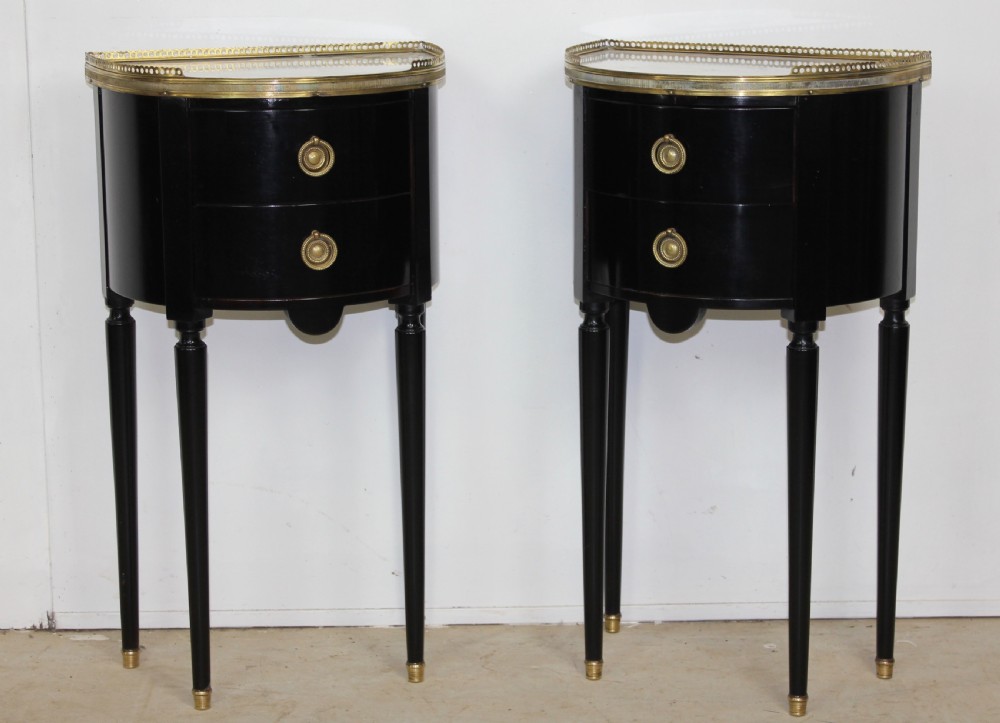 Ebonised pair of nightstands