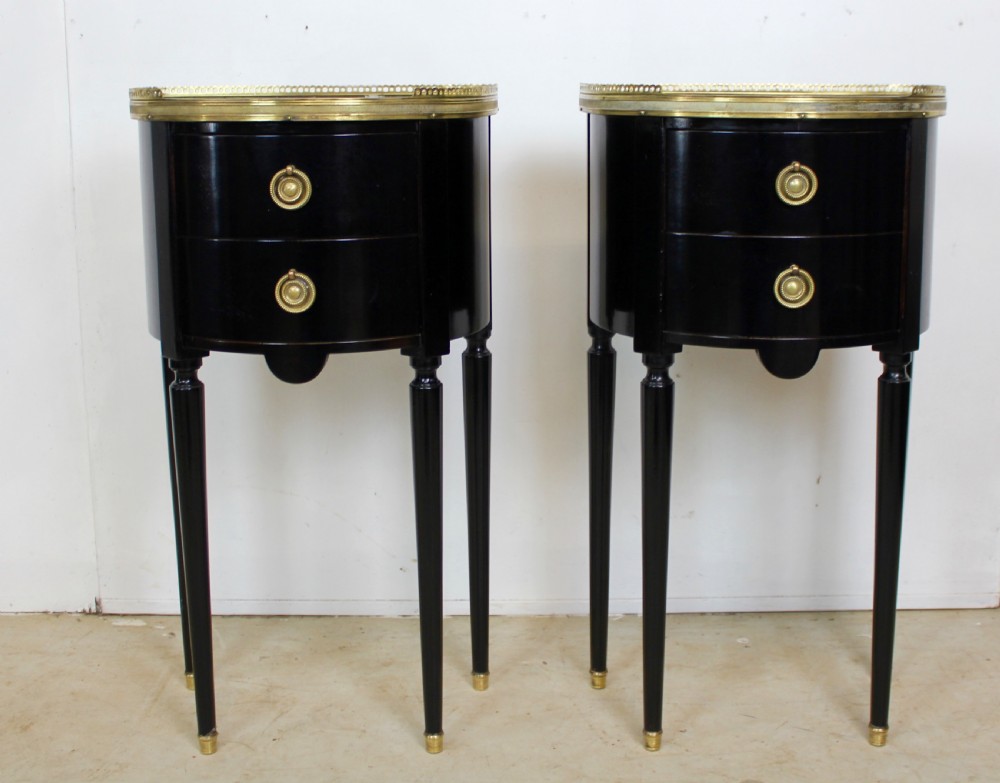 Ebonised pair of nightstands View II