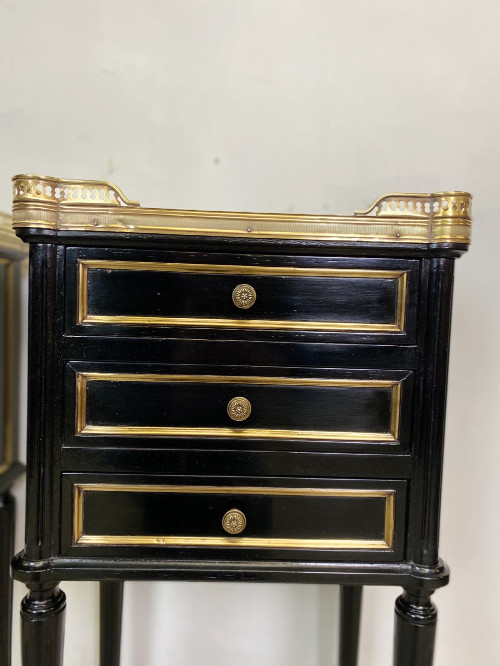 Pair of French Empire Ebonised Nightstands View III