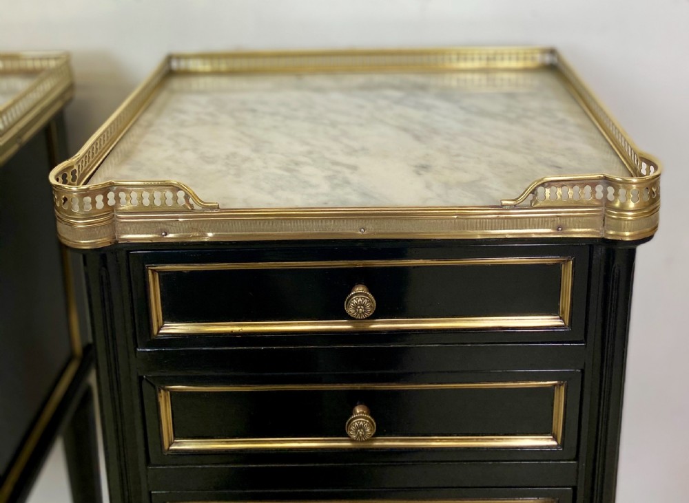 Pair of French Empire Ebonised Nightstands View IV