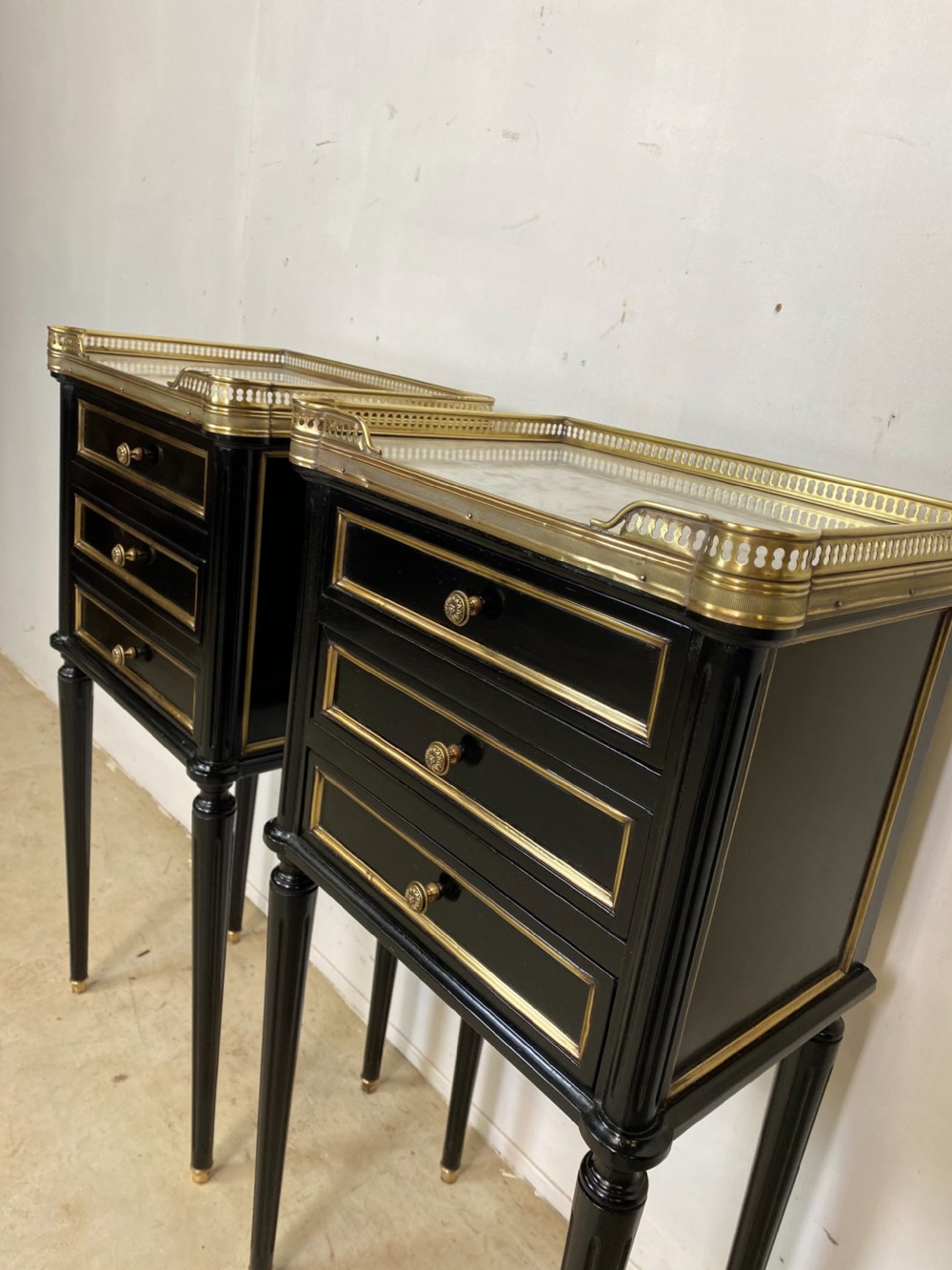 Pair of French Empire Ebonised Nightstands View V