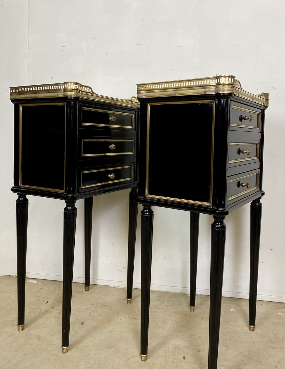 Pair of French Empire Ebonised Nightstands View VI