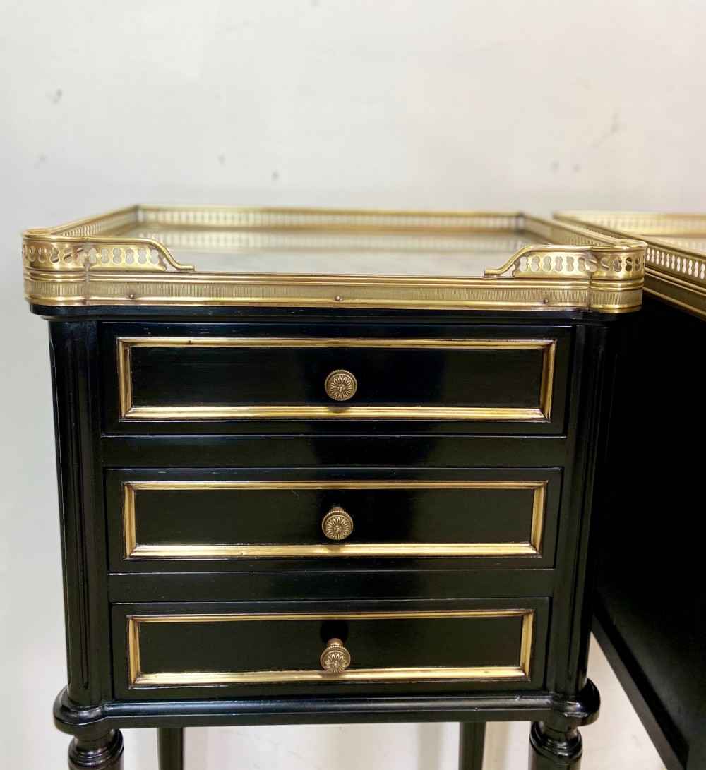 Pair of French Empire Ebonised Nightstands View VIII