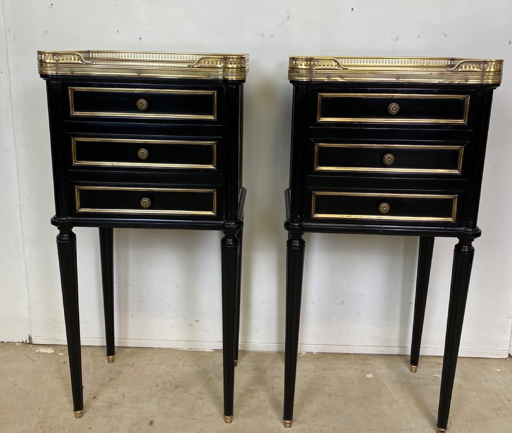Pair of French Empire Ebonised Nightstands View X