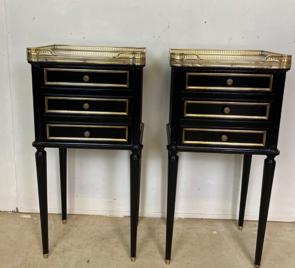 Pair of French Empire Ebonised Nightstands View XI