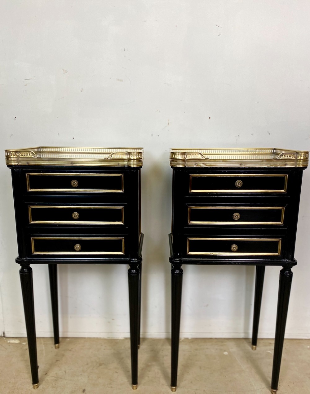 Pair of French Empire Ebonised Nightstands View XII