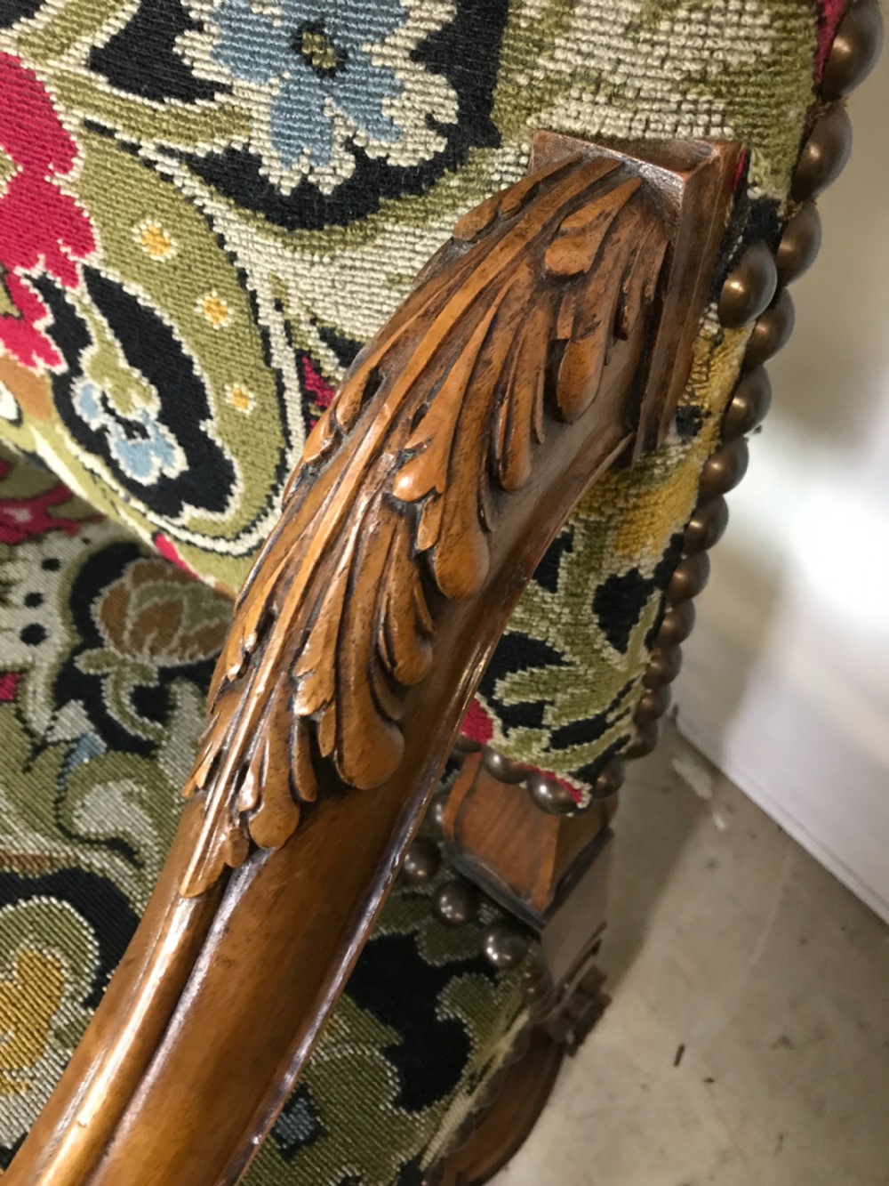 Large pair of french walnut armchairs  View IV
