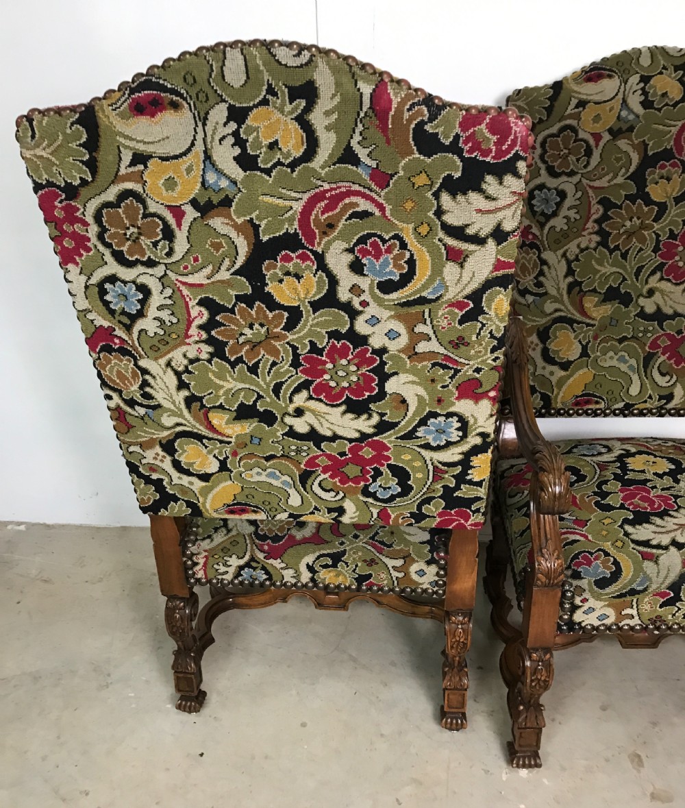 Large pair of french walnut armchairs  View VI
