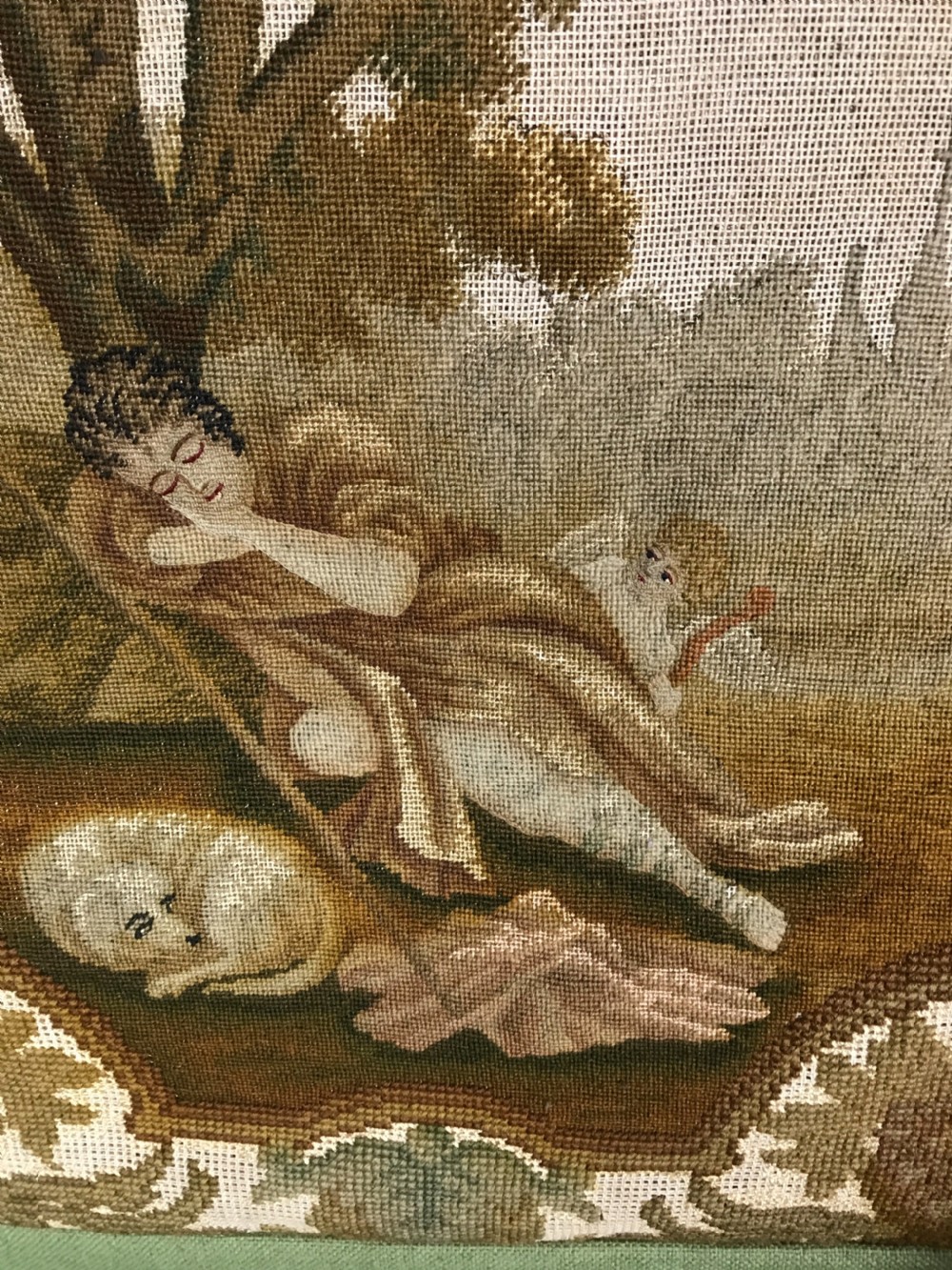 Pair of 19 th cent walnut armchairs with tapestry  View IV