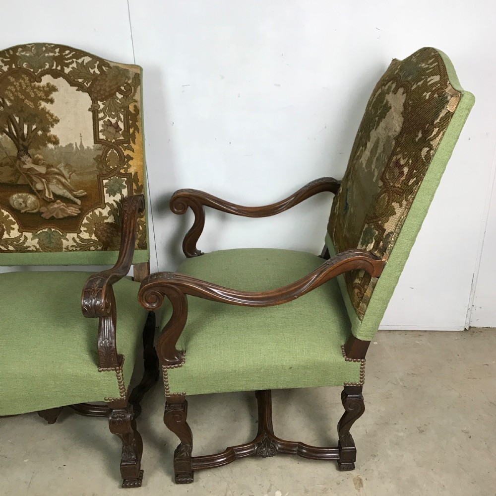 Pair of 19 th cent walnut armchairs with tapestry  View VIII