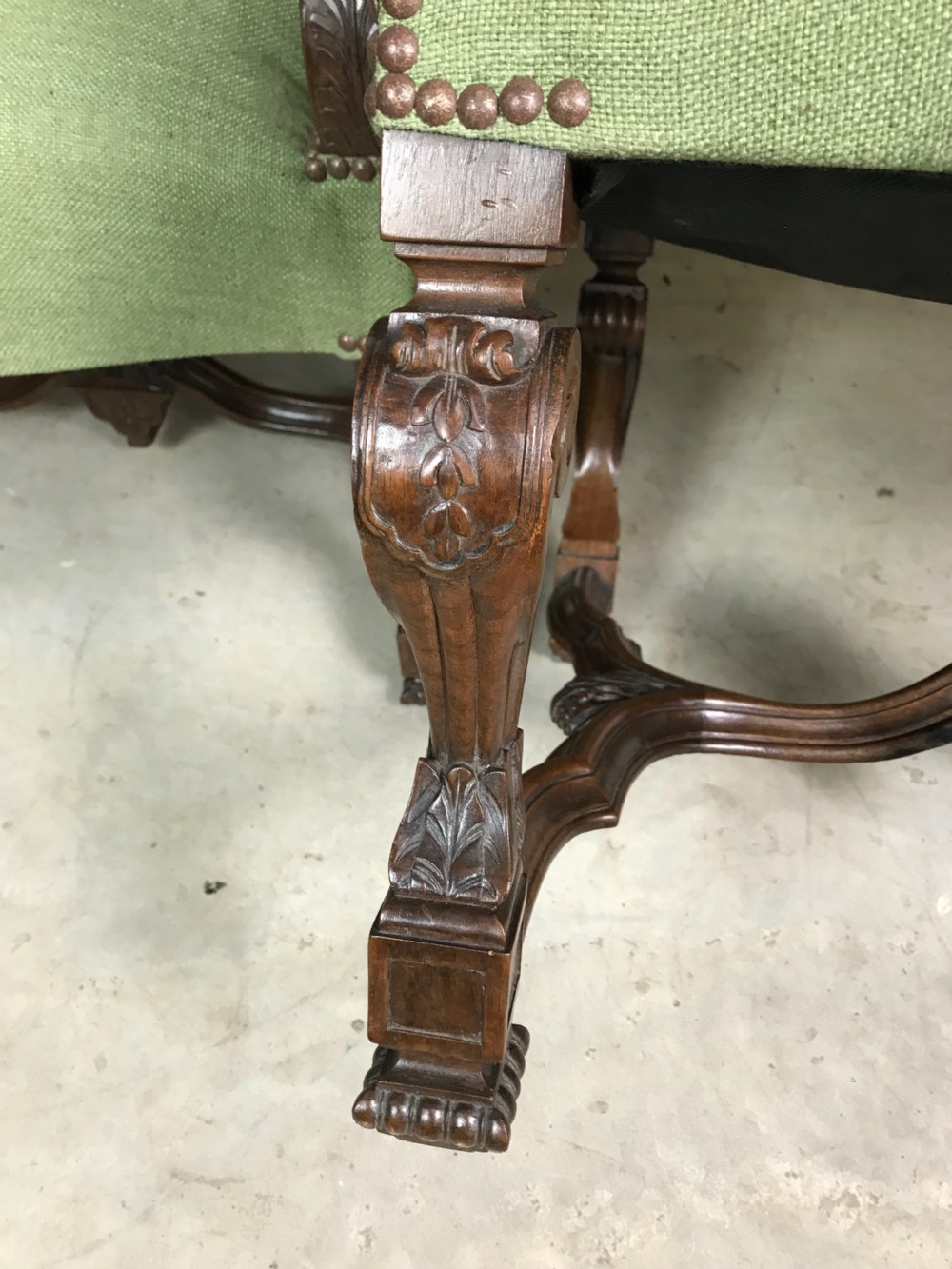 Pair of 19 th cent walnut armchairs with tapestry  View X