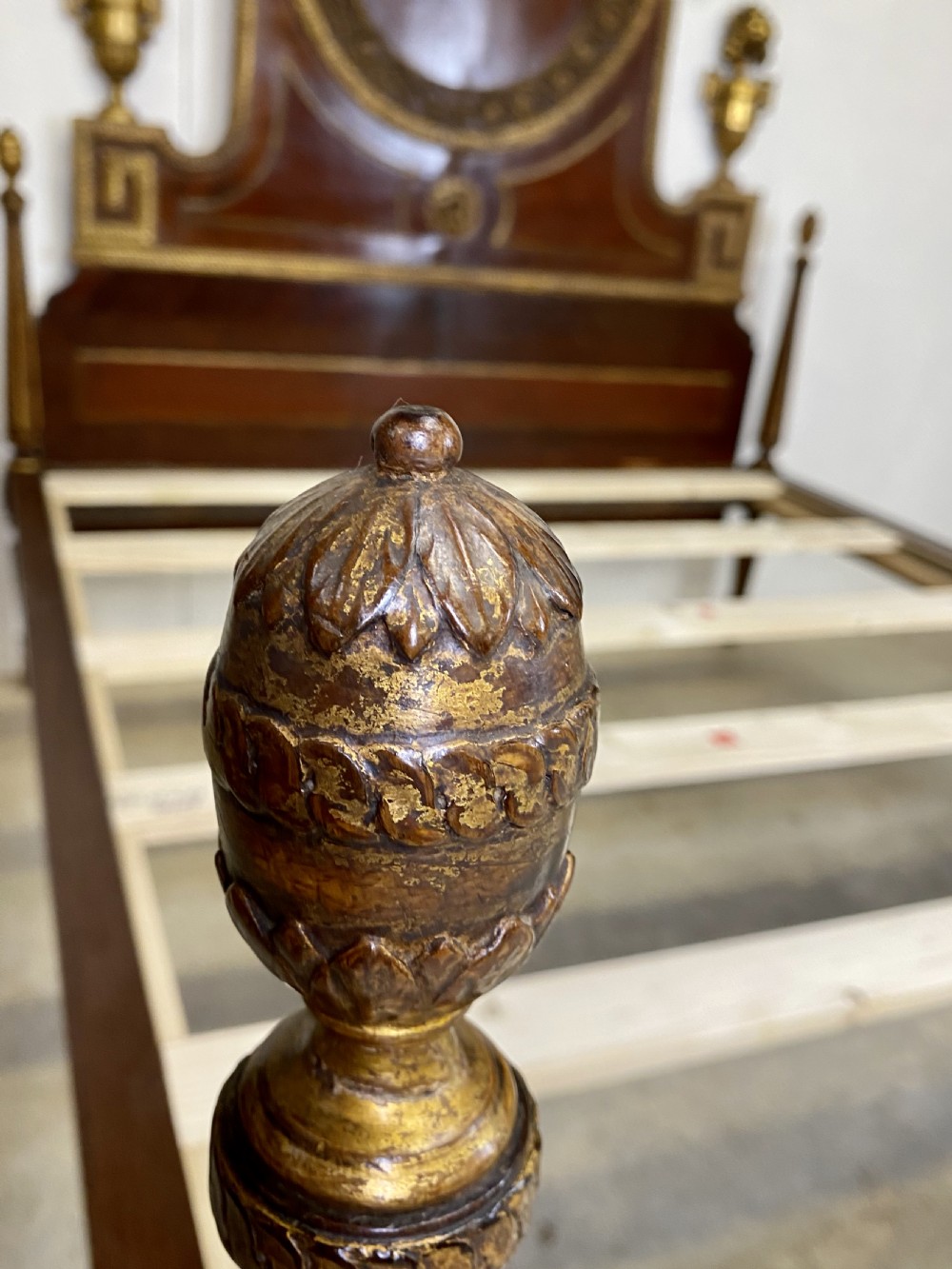 King Sized Mahogany and Gilded Bed View XI
