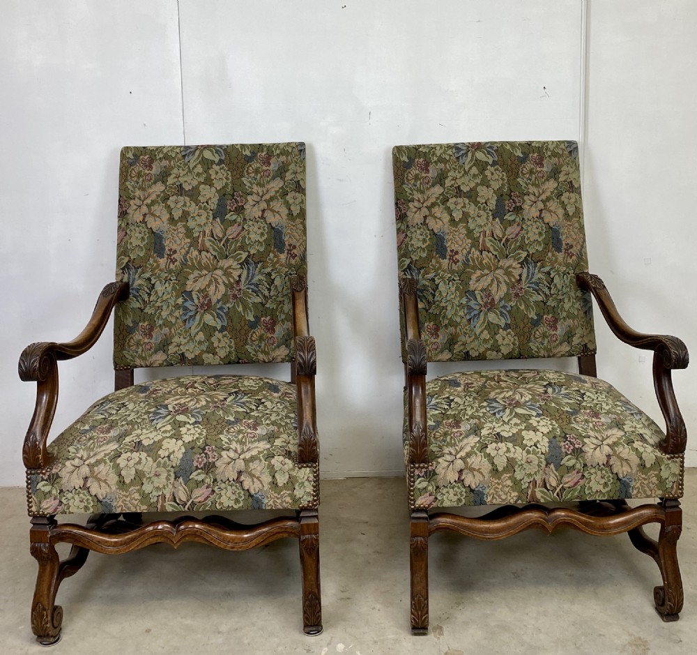 Pair of French Walnut Armchairs