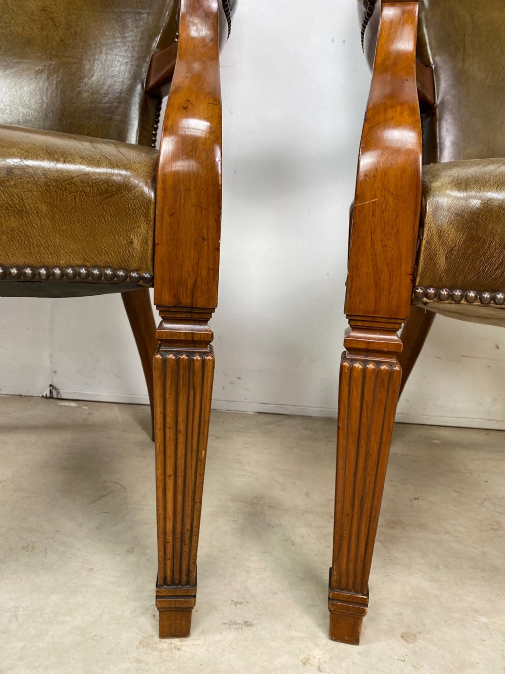 Pair of Walnut and Leather Desk Chairs View IV