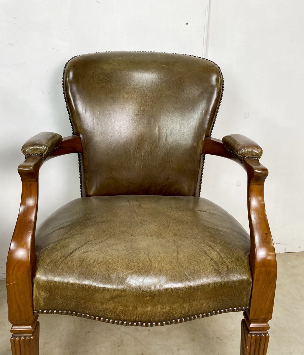 Pair of Walnut and Leather Desk Chairs View V