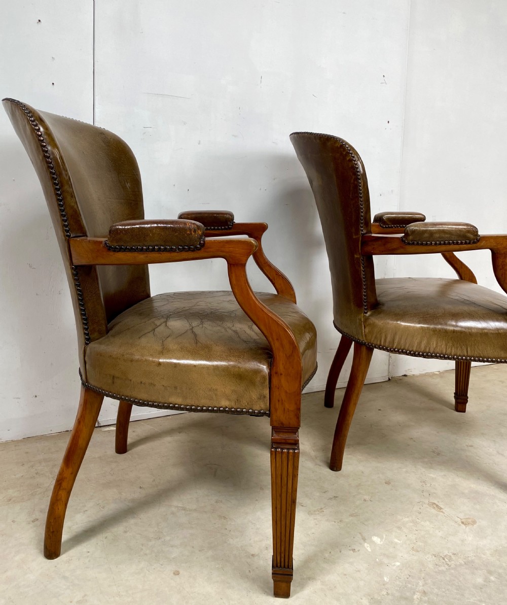 Pair of Walnut and Leather Desk Chairs View VI