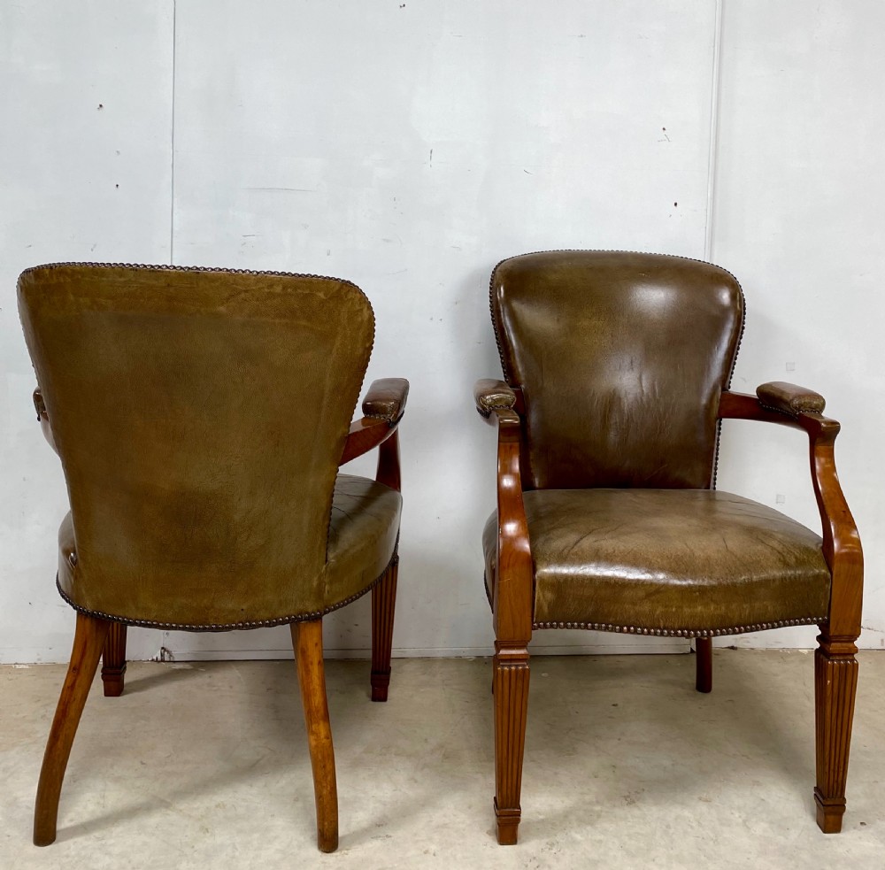 Pair of Walnut and Leather Desk Chairs View VII
