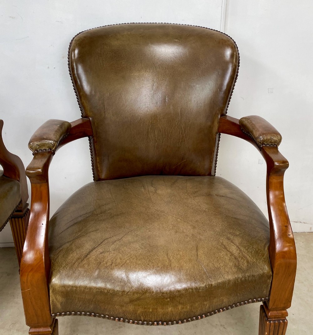 Pair of Walnut and Leather Desk Chairs View VIII
