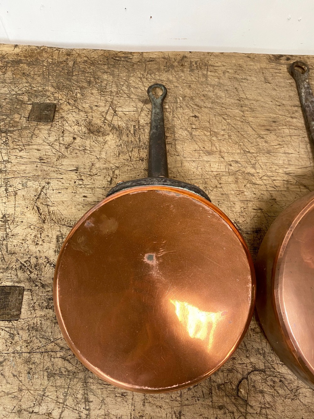 Set of three 19th Century Copper pans View III