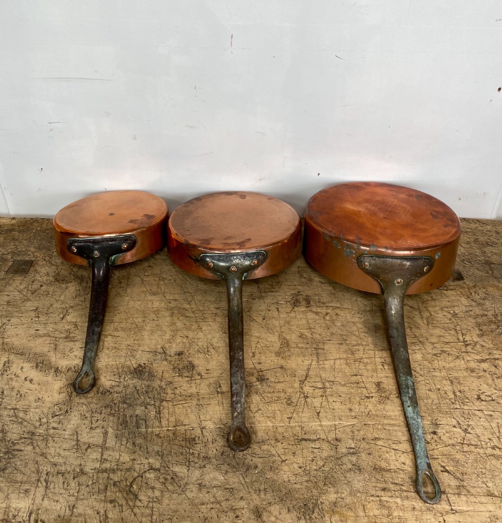Set of three 19th Century Copper pans View V