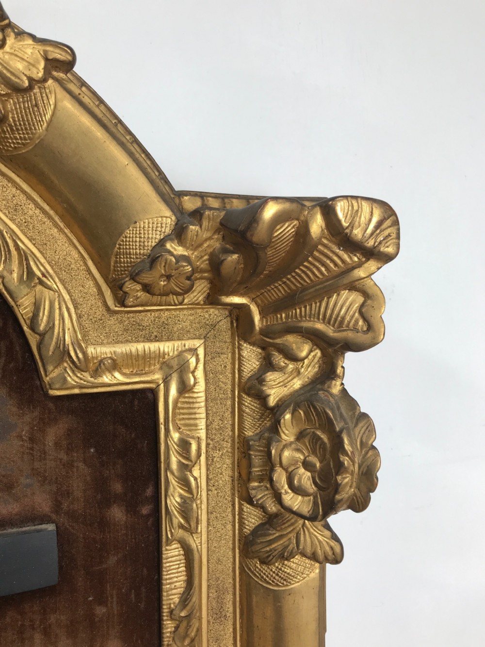 18th Century French Crucifix In carved Gilt wood frame  View III