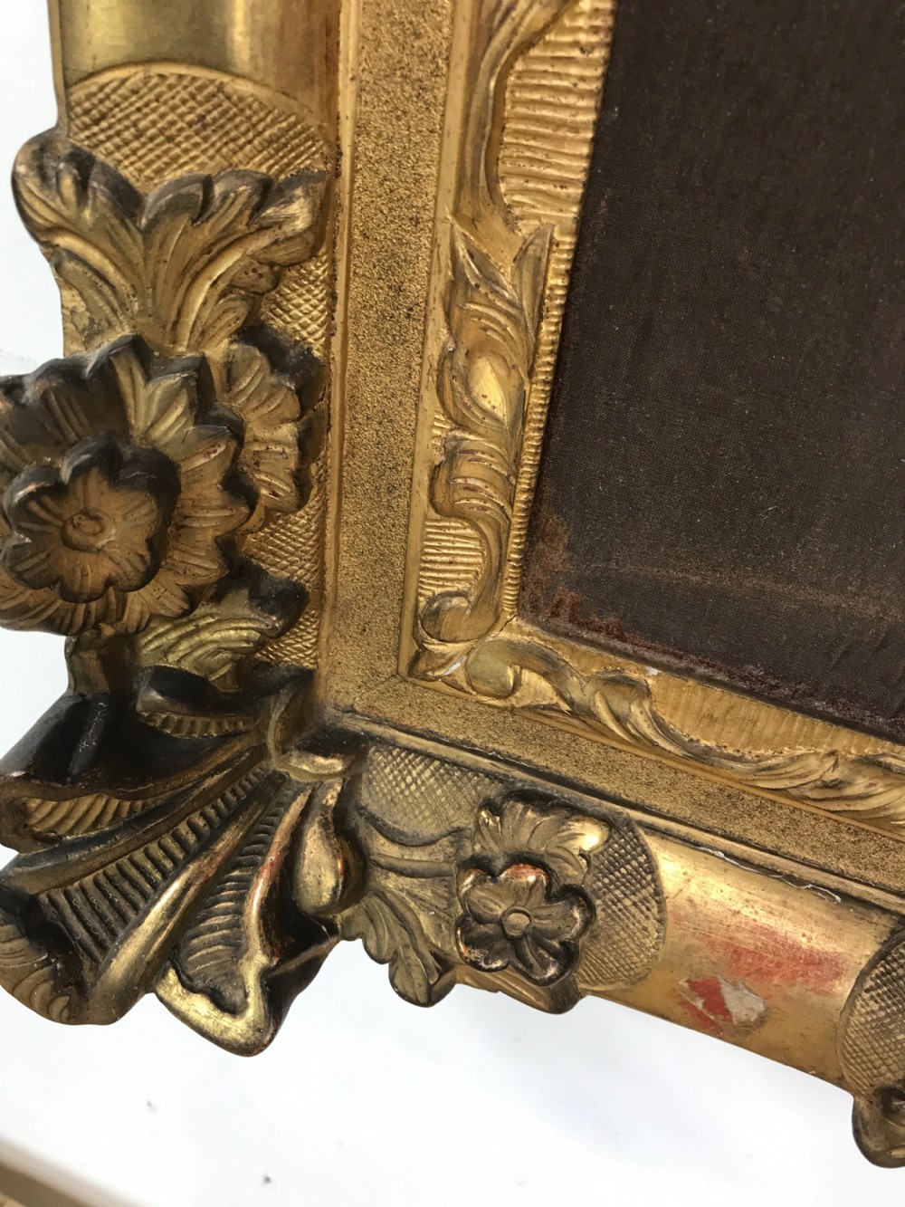 18th Century French Crucifix In carved Gilt wood frame  View IX