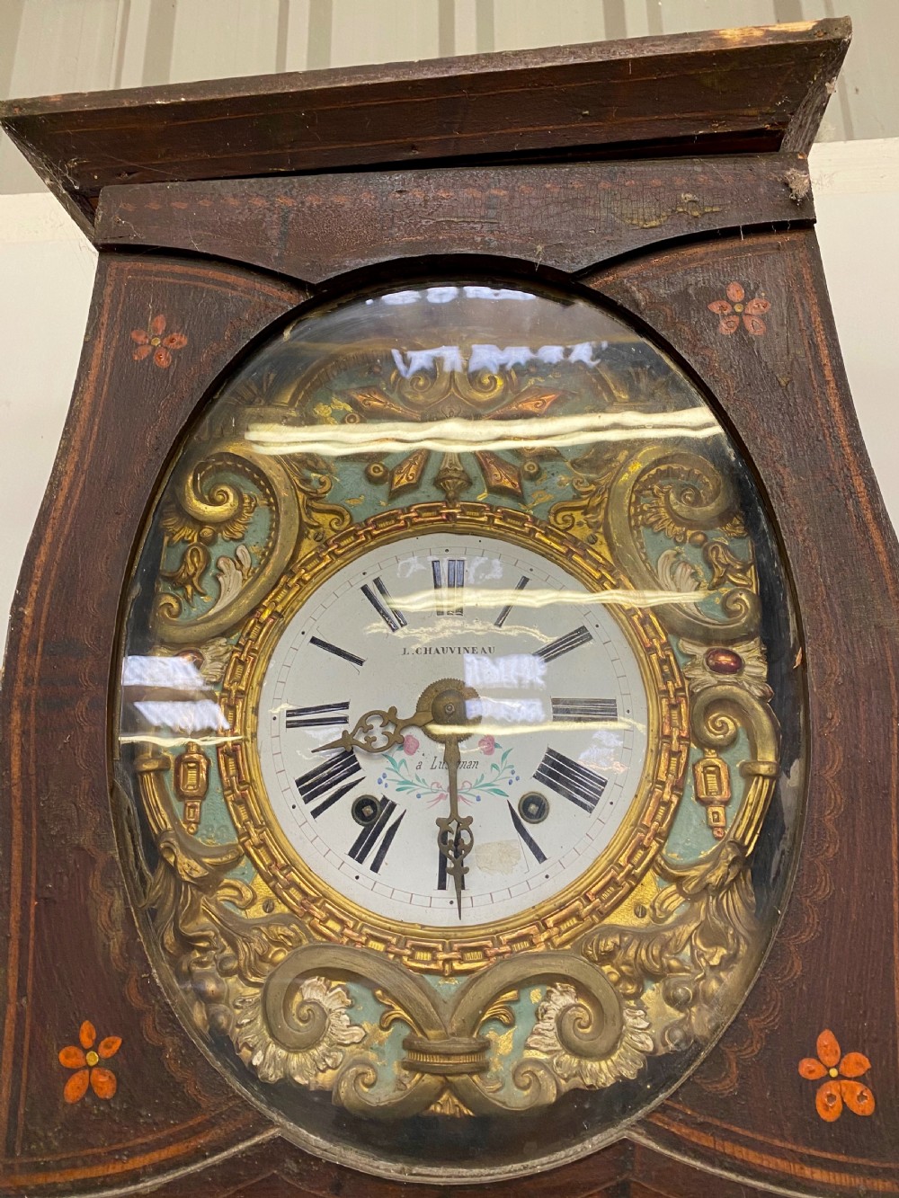French Banjo Cased Grandfather Clock  View II