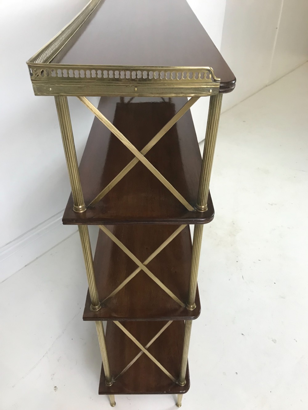 A Fine Quality 19 th cent Brass and Mahogany Etagere View II