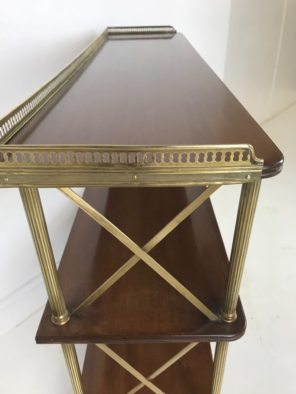 A Fine Quality 19 th cent Brass and Mahogany Etagere View III