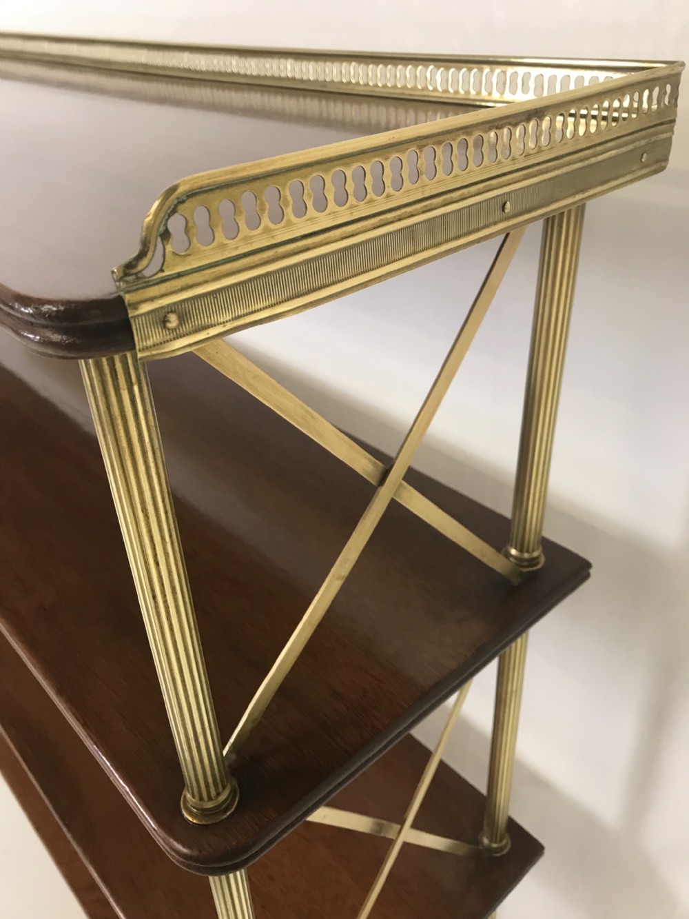 A Fine Quality 19 th cent Brass and Mahogany Etagere View VIII
