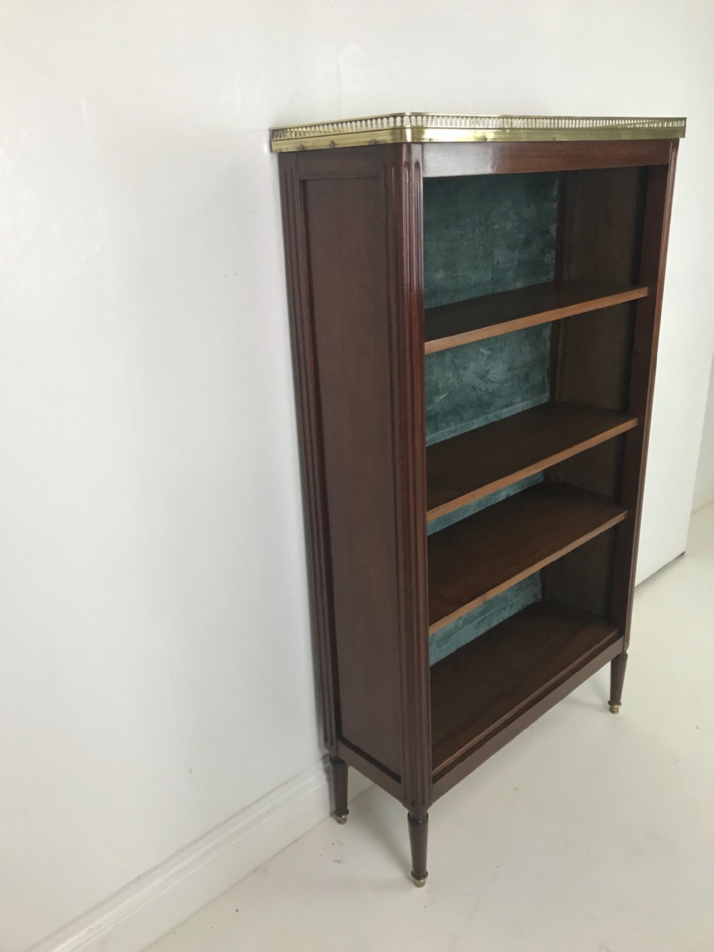 French mahogany and brass open bookcase  View II