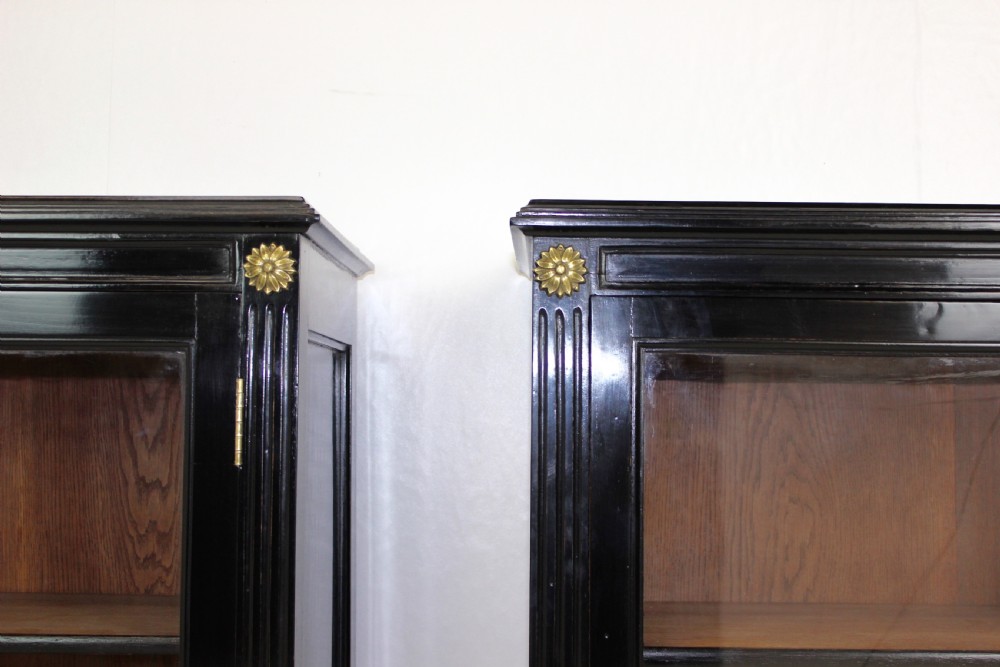 Pair of French Ebonized Empire Bookcases View IV
