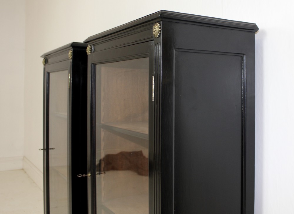 Pair of French Ebonized Empire Bookcases View VI