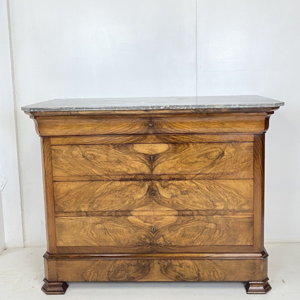 French Walnut Marble top Commode View II