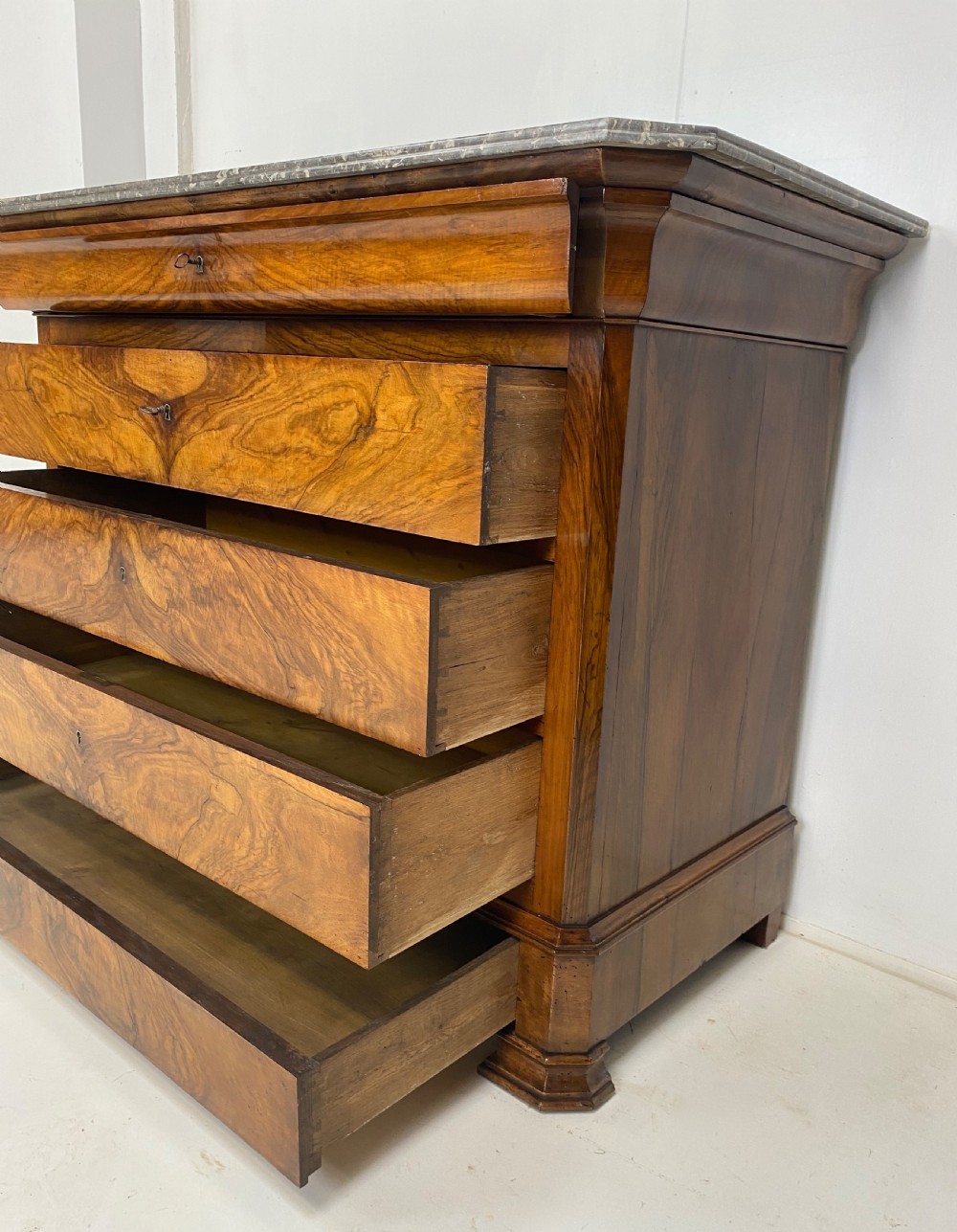 French Walnut Marble top Commode View X