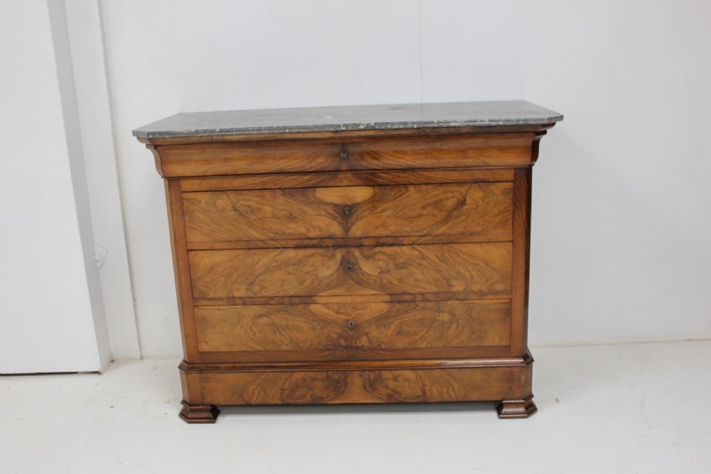 French Walnut Marble top Commode View XV