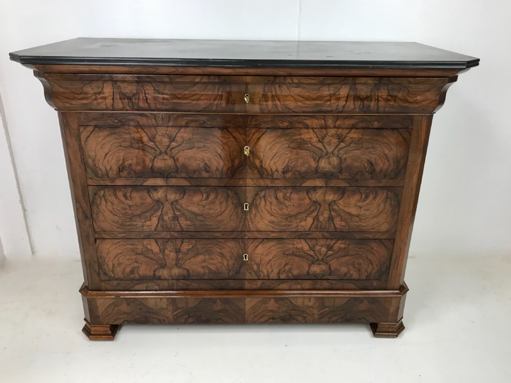 French Marble Top Commode In Walnut 