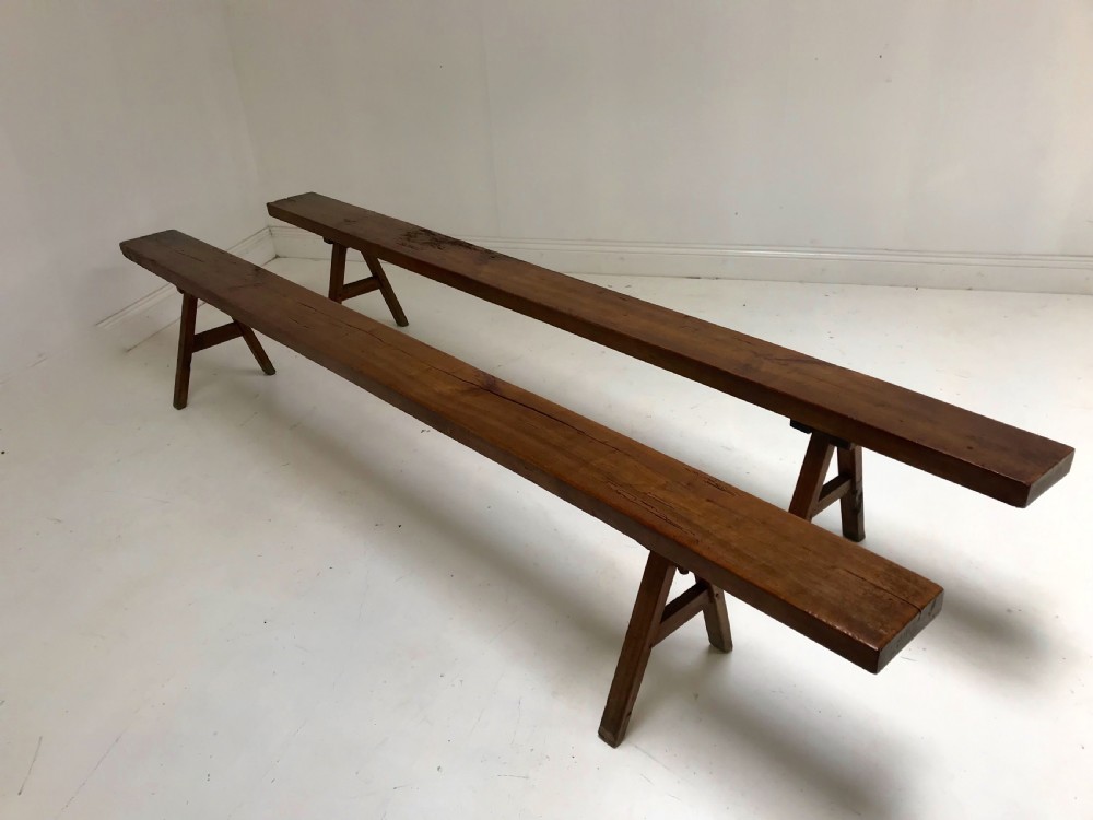 Large Pair of cherrywood Benches View V