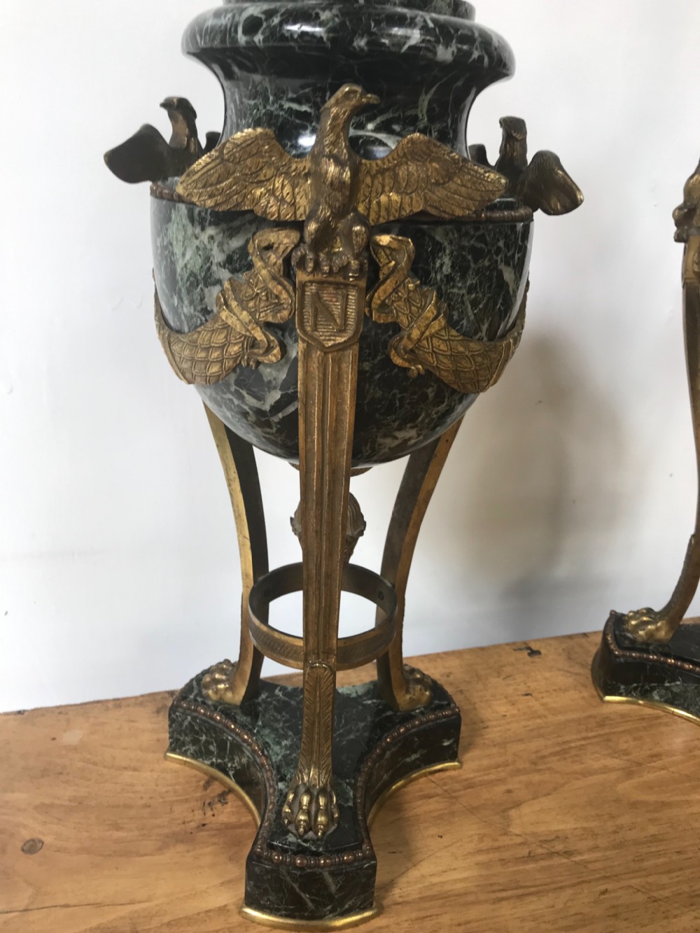 Pair Of Gilt Bronze and marble Cassolettes View II