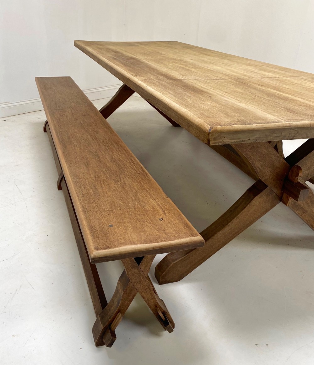 Arts and Crafts Inspired Large Refectory Table with benches  View II