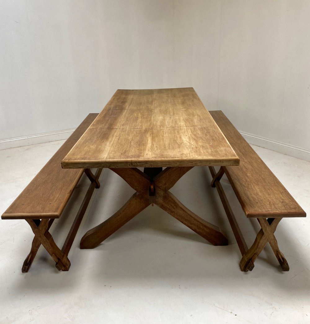 Arts and Crafts Inspired Large Refectory Table with benches  View III
