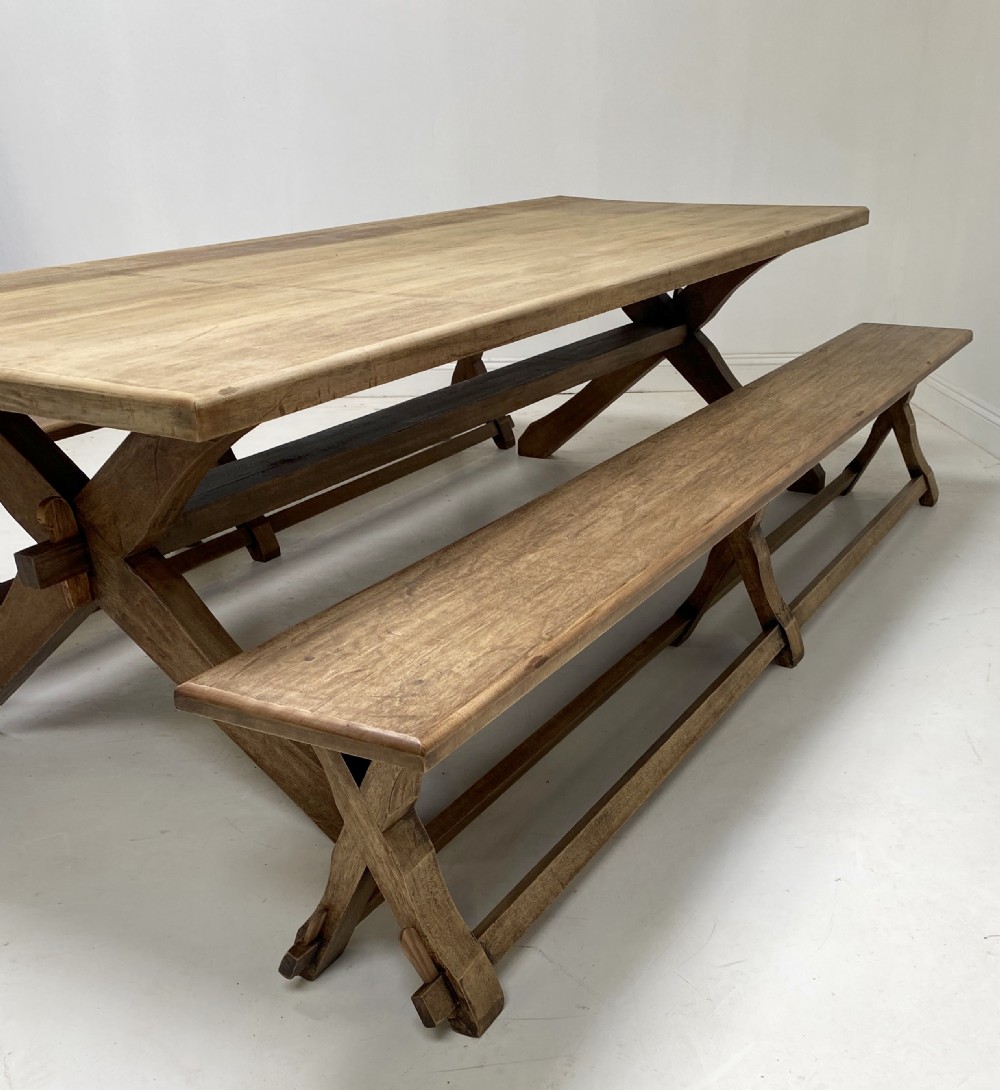 Arts and Crafts Inspired Large Refectory Table with benches  View XII
