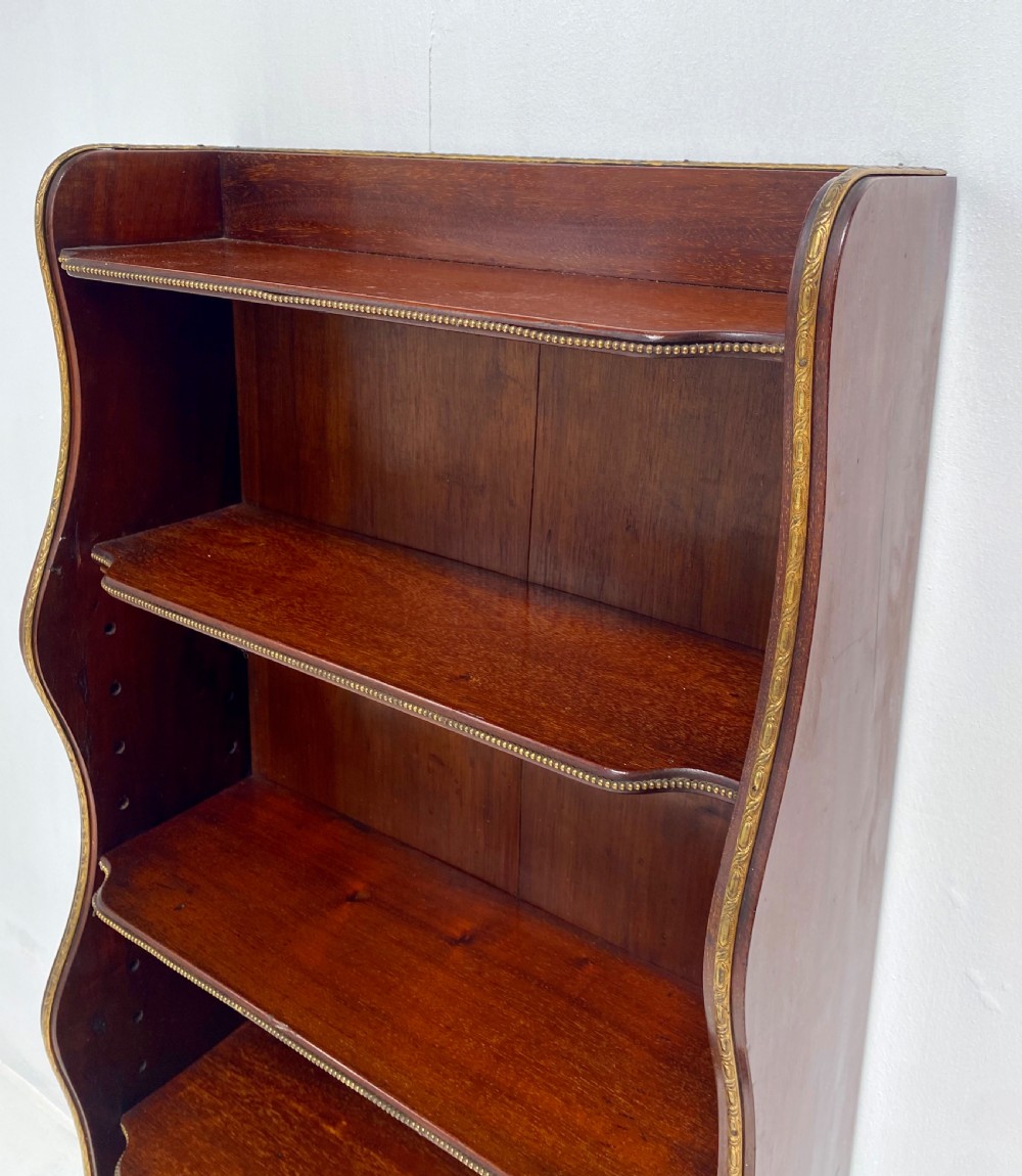 Mahogany and Brass Waterfall Bookcase View IV
