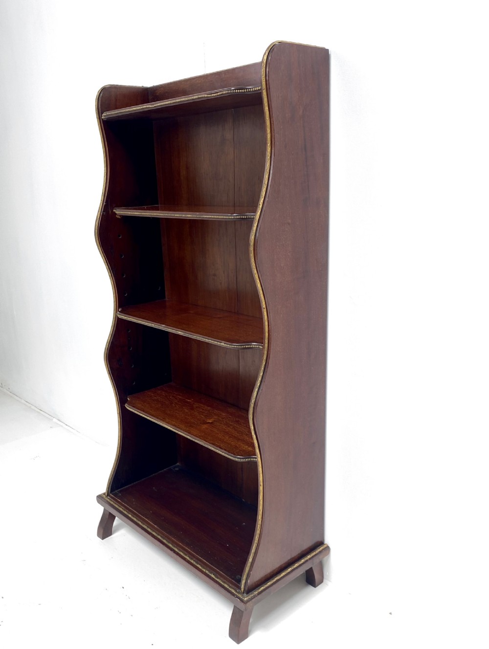 Mahogany and Brass Waterfall Bookcase View V