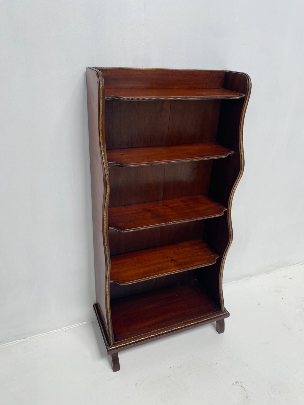 Mahogany and Brass Waterfall Bookcase View VII