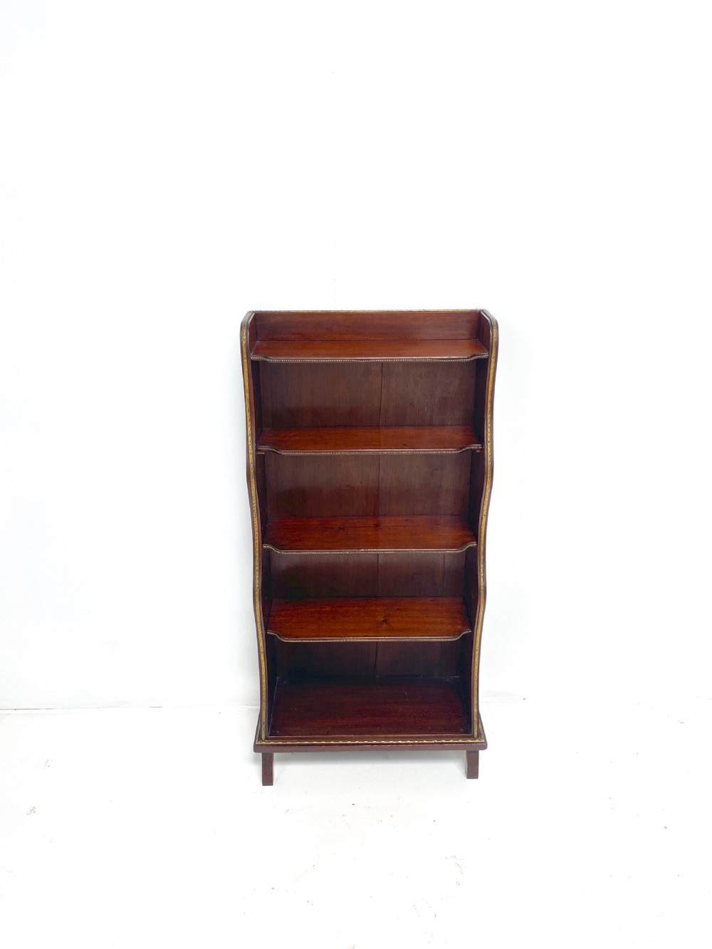Mahogany and Brass Waterfall Bookcase View X