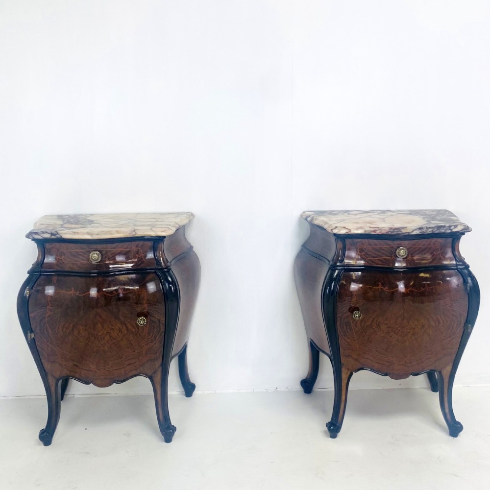 Pair of Italian Bombay Walnut Nightstands View II